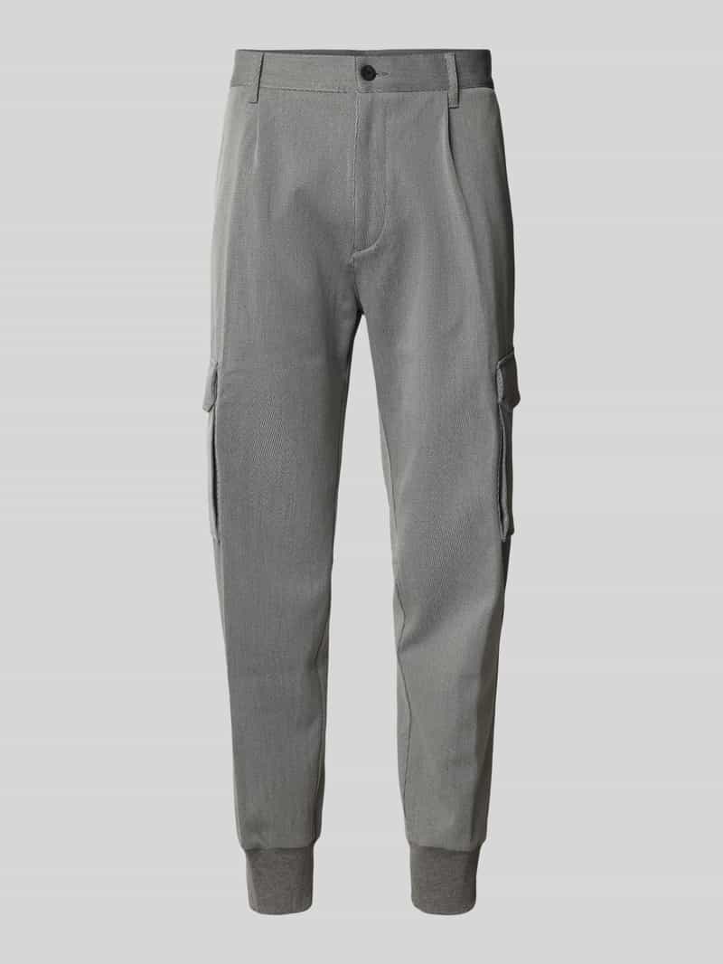 HUGO Tapered fit cargobroek met structuurmotief model 'Glavin'