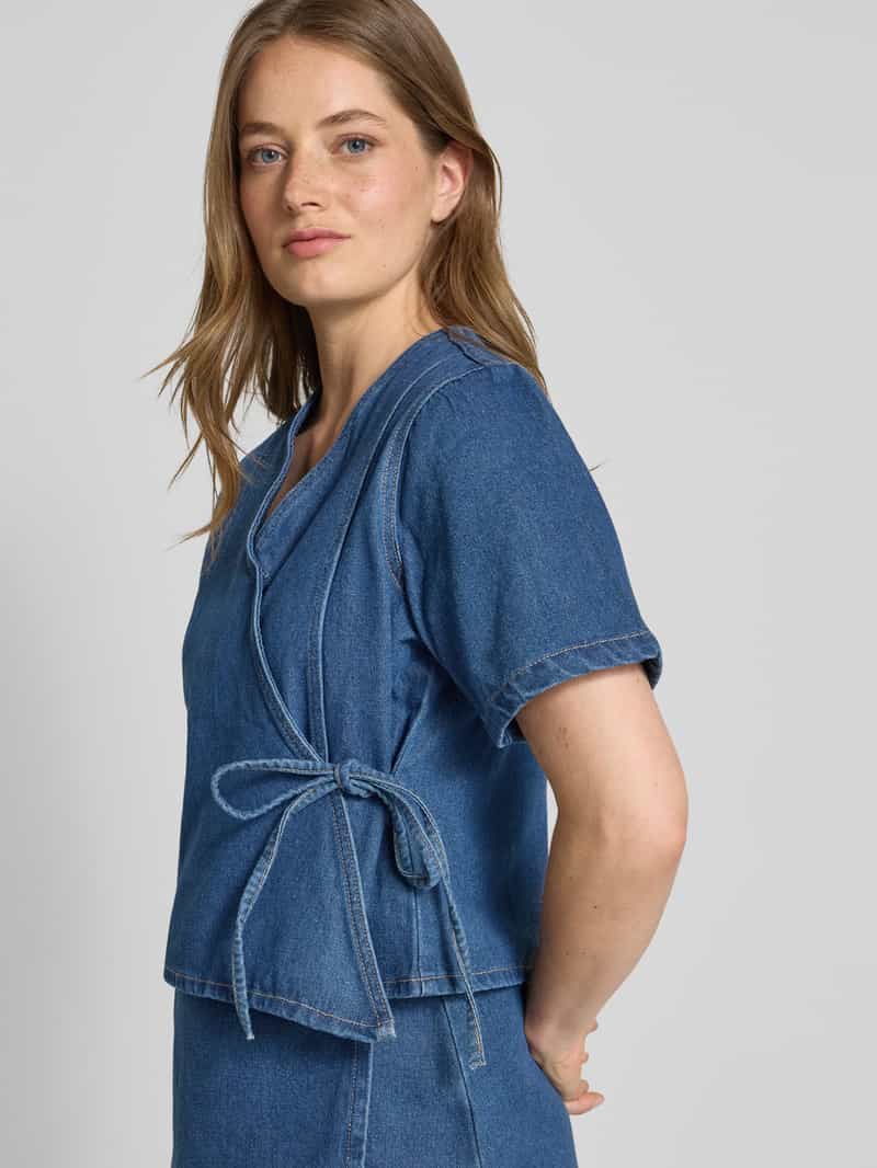 Pieces Regular fit jeansblouse van katoenmix model 'FIBBO'