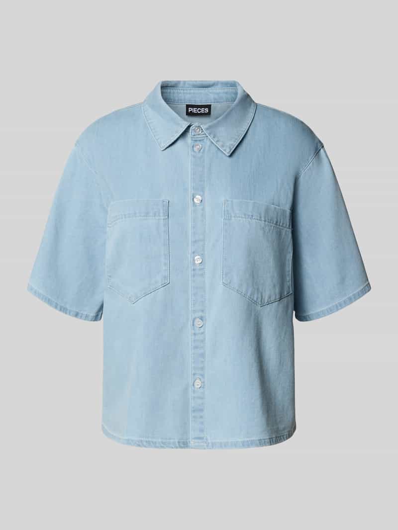 Pieces Relaxed fit jeansoverhemd van katoenmix model 'TULA'