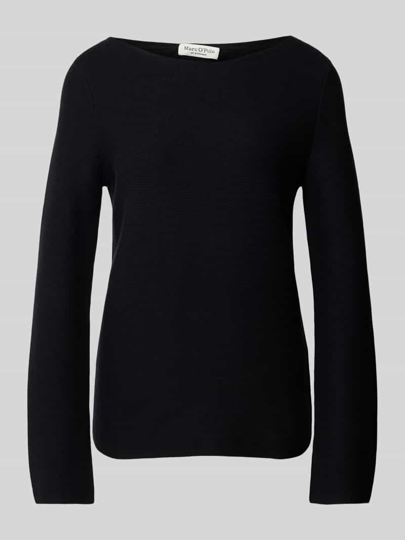 MARC O POLO Gebreide pullover met geribde boothals