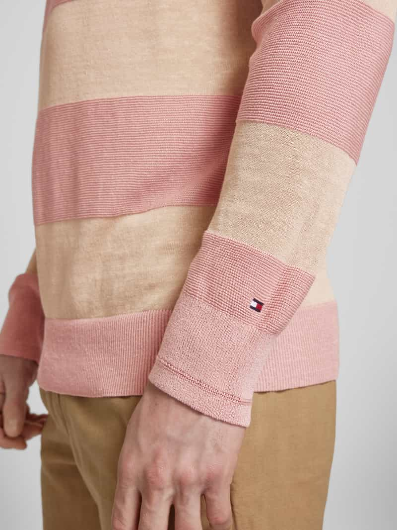 Tommy Hilfiger Gebreide linnen pullover met blokstrepen