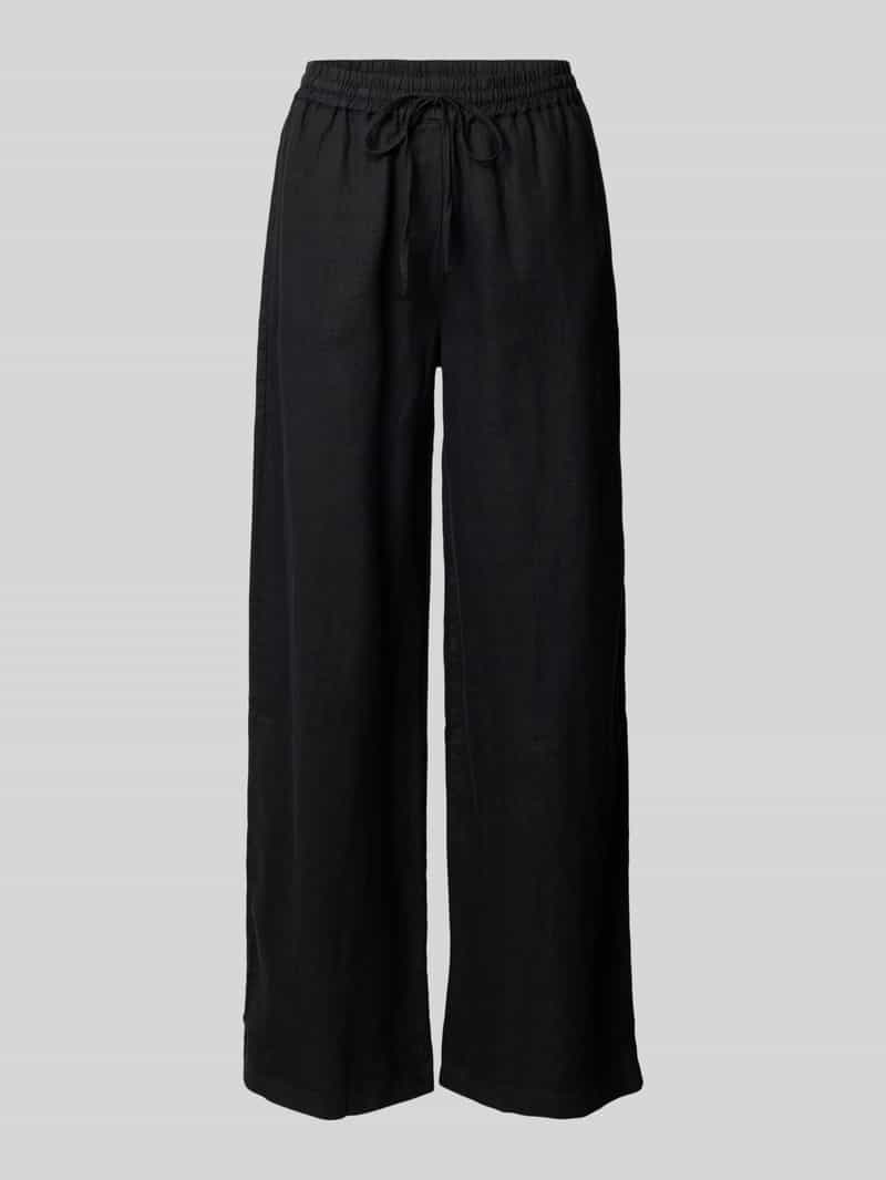 Emily Van den Bergh Straight leg linnen broek met elastische band