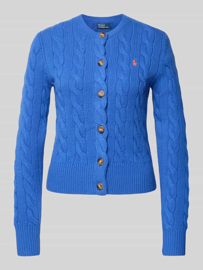 Polo Ralph Lauren Gebreid jack van een mix van linnen en kasjmier met kabelpatroon