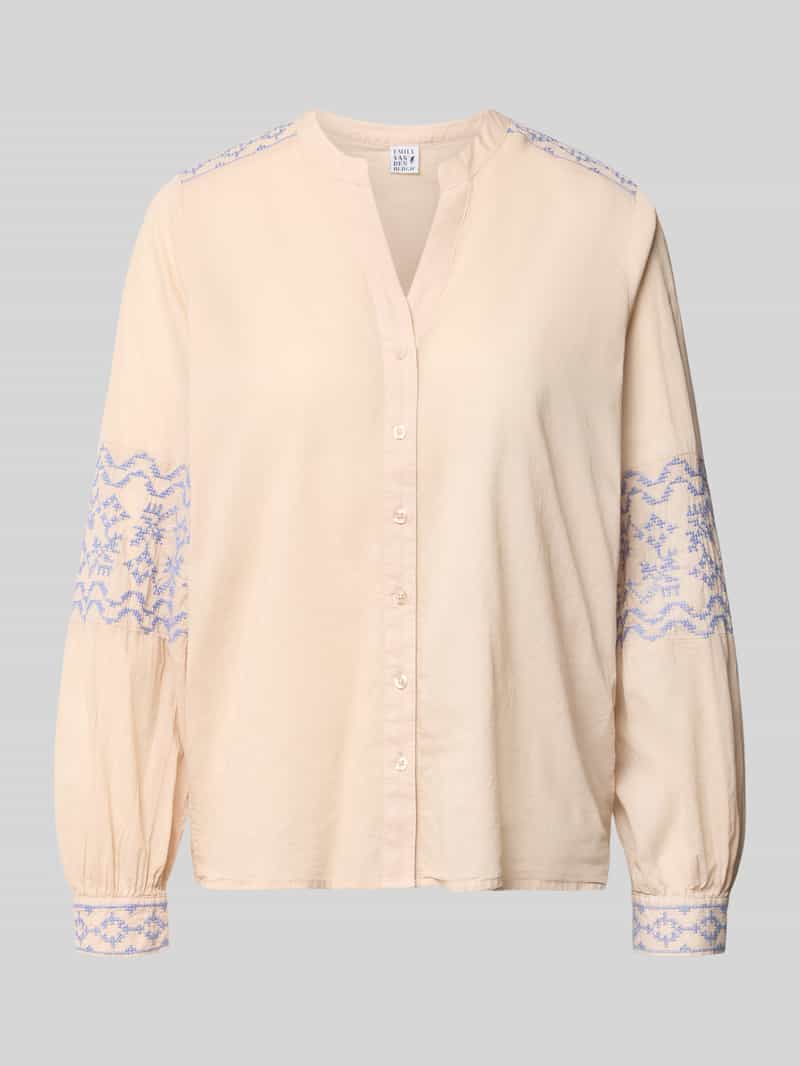 regular fit blouse met stitchings en V-hals