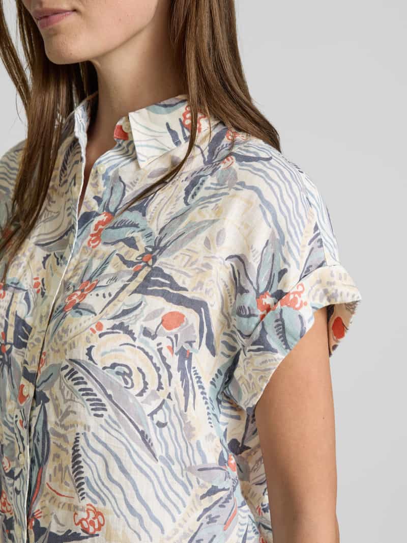 Lauren Ralph Lauren Slim fit linnen overhemdblouse met 1 2-mouwen model 'BROONO'