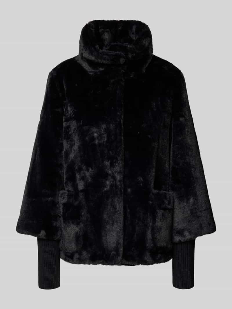 s.Oliver BLACK LABEL Relaxed fit jack van imitatiebont met gebreide stormboorden
