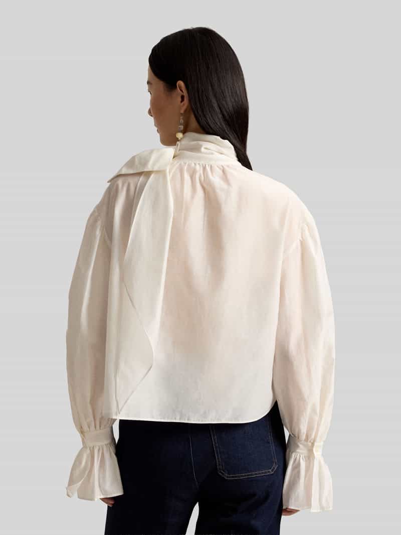 Polo Ralph Lauren Kort blouse met lange mouwen van mix van katoen en zijde