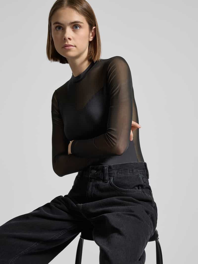 Pieces Slim fit body met semi-transparante achterkant model 'MILLY'