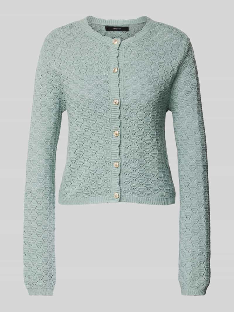 Vero Moda Regular fit gebreid jack van katoenmix met broderie anglaise model 'JACKIE'
