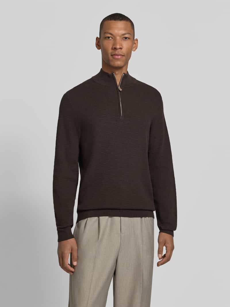 Profuomo Heren Truien & Vesten Pullover Half Zip Twinkle Slub Structure - Bruin, foto 4