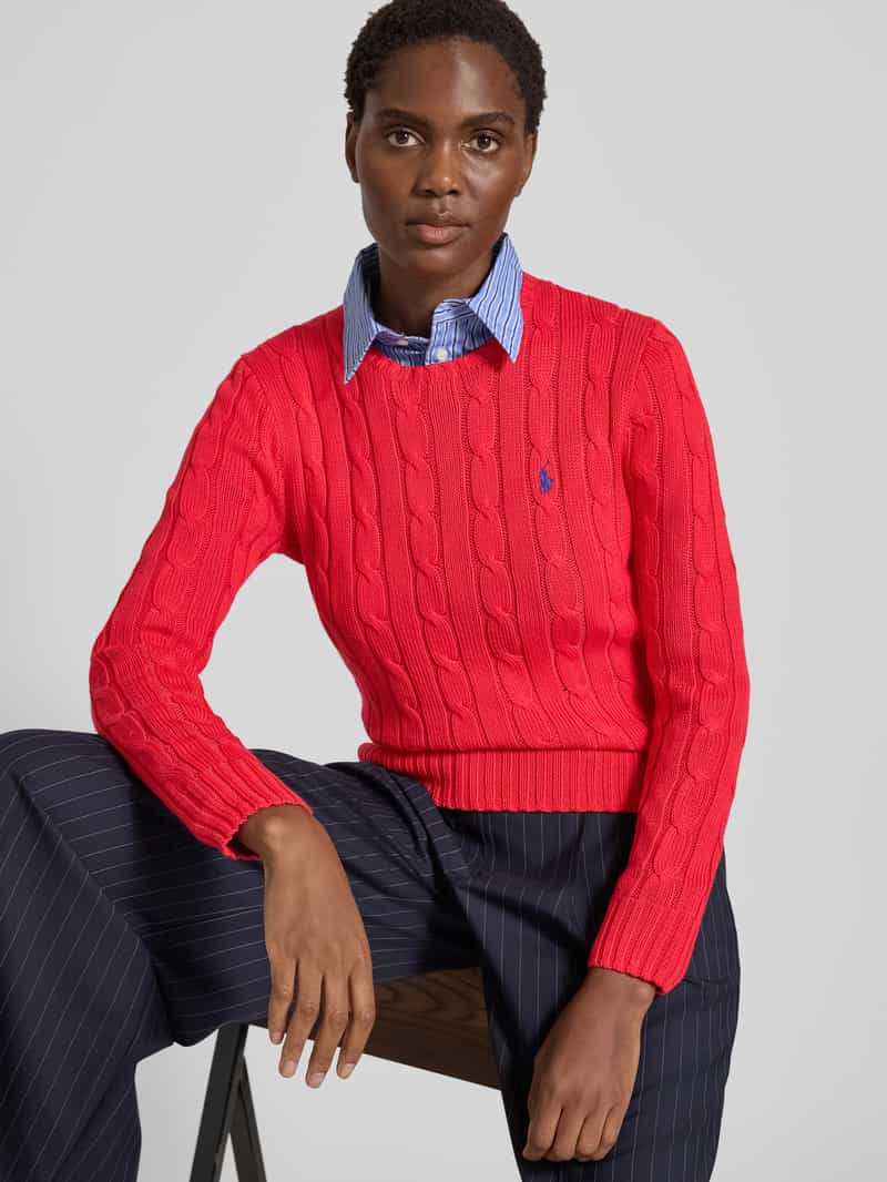 Polo Ralph Lauren Gebreide pullover met kabelpatroon model 'JULIANNA'