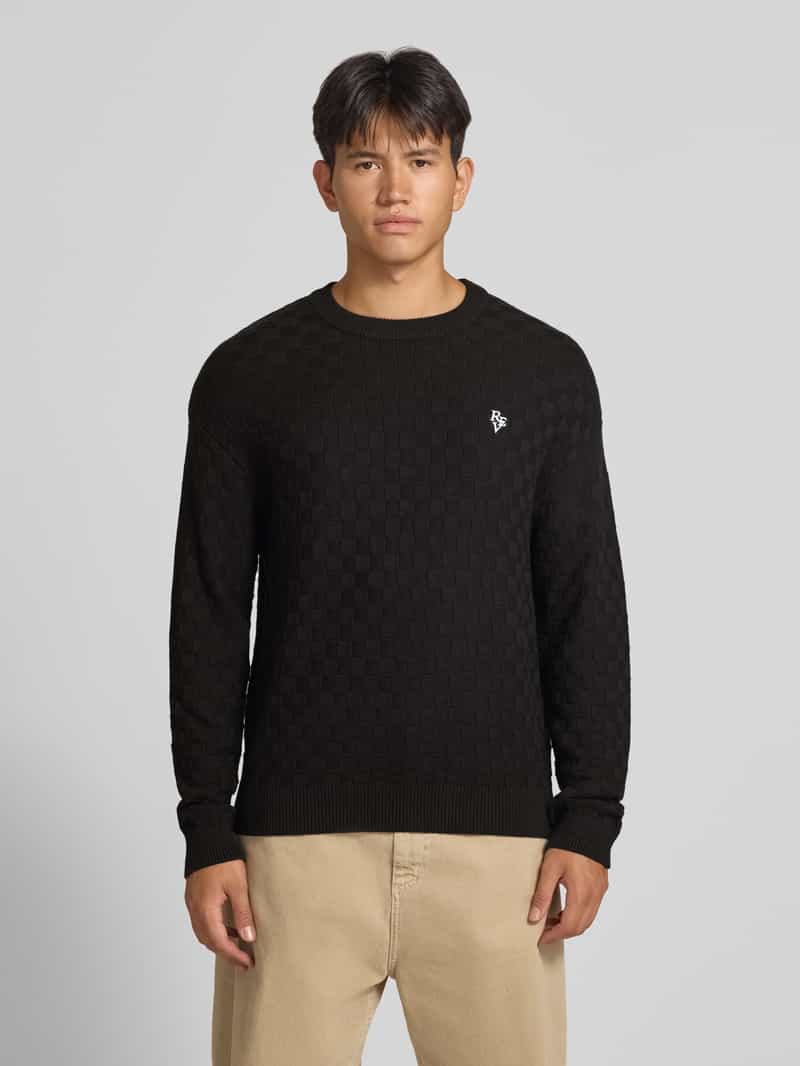 REVIEW Regular fit gebreide pullover van zuivere katoen met labeldetail