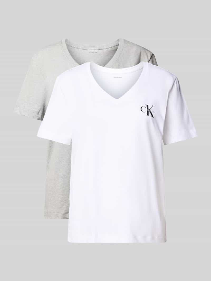 Calvin Klein Jeans T-shirt met labelprint in een set van 2 stuks