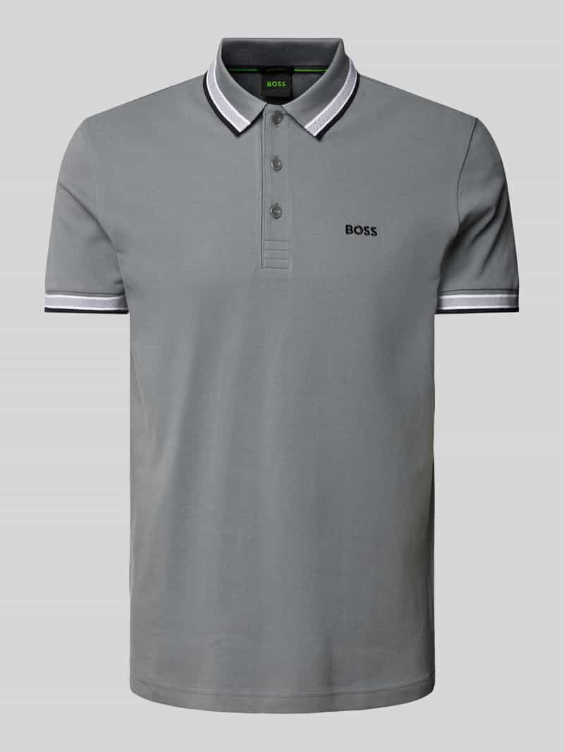 BOSS Green Regular fit poloshirt met labelstitching model 'PADDY'