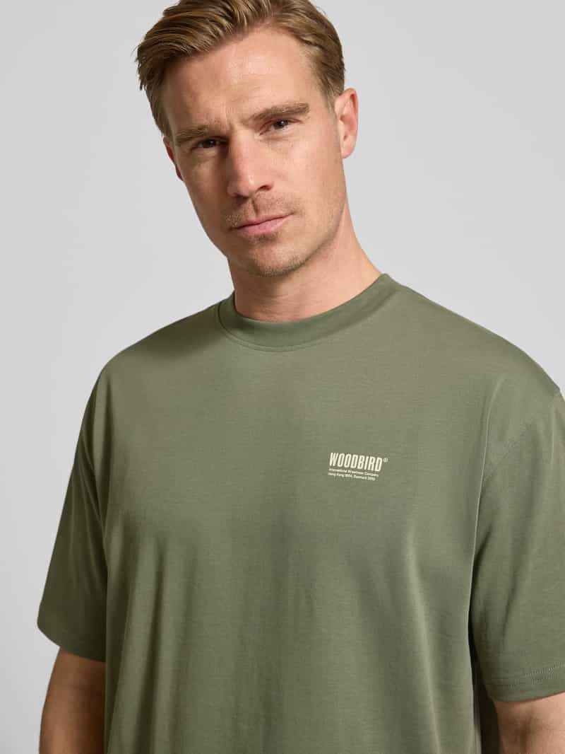 WOODBIRD T-shirt met labelprint model 'Baine'