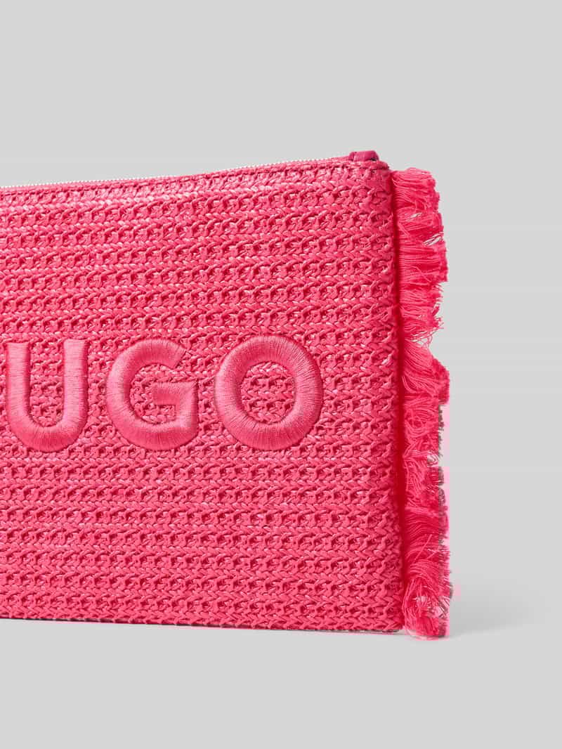 HUGO Clutch met logostitching en franjes model 'Becky'