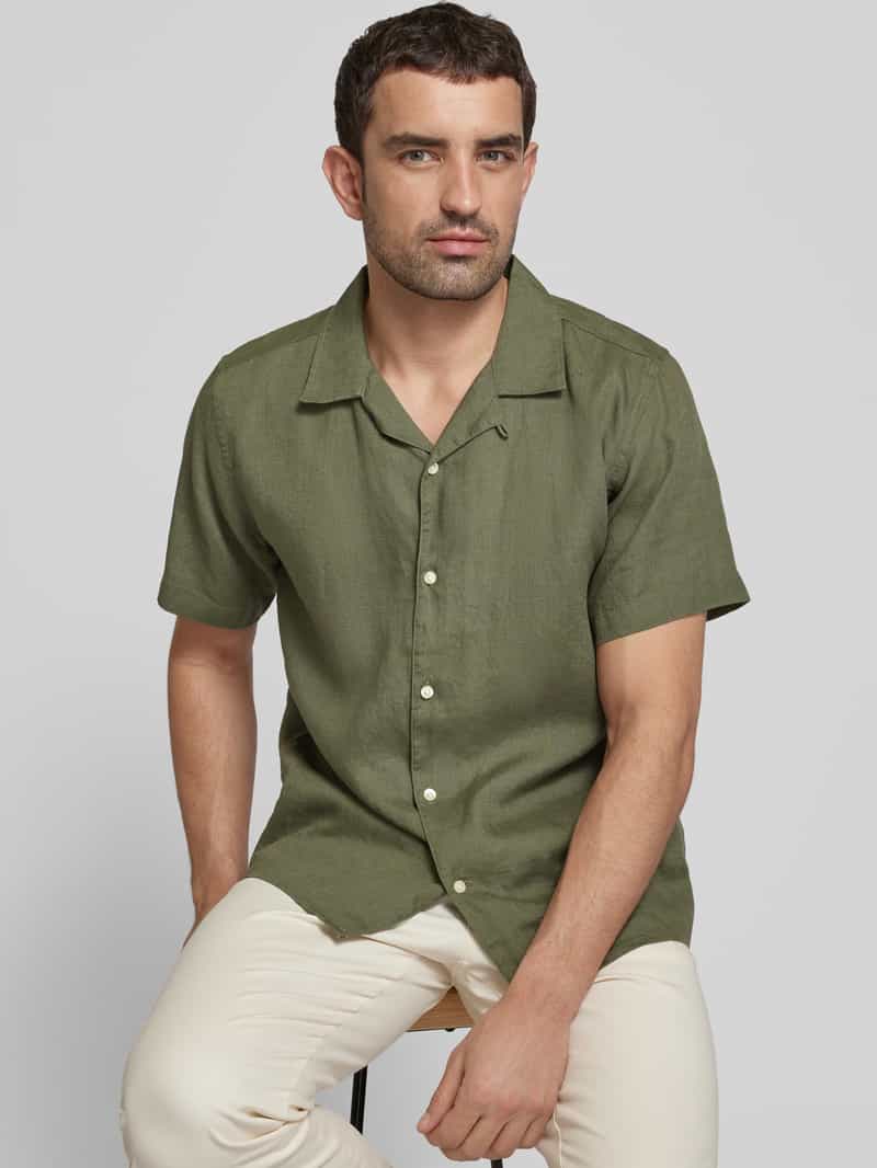 Knowledge Cotton Apparel Box fit vrijetijdsoverhemd met reverskraag