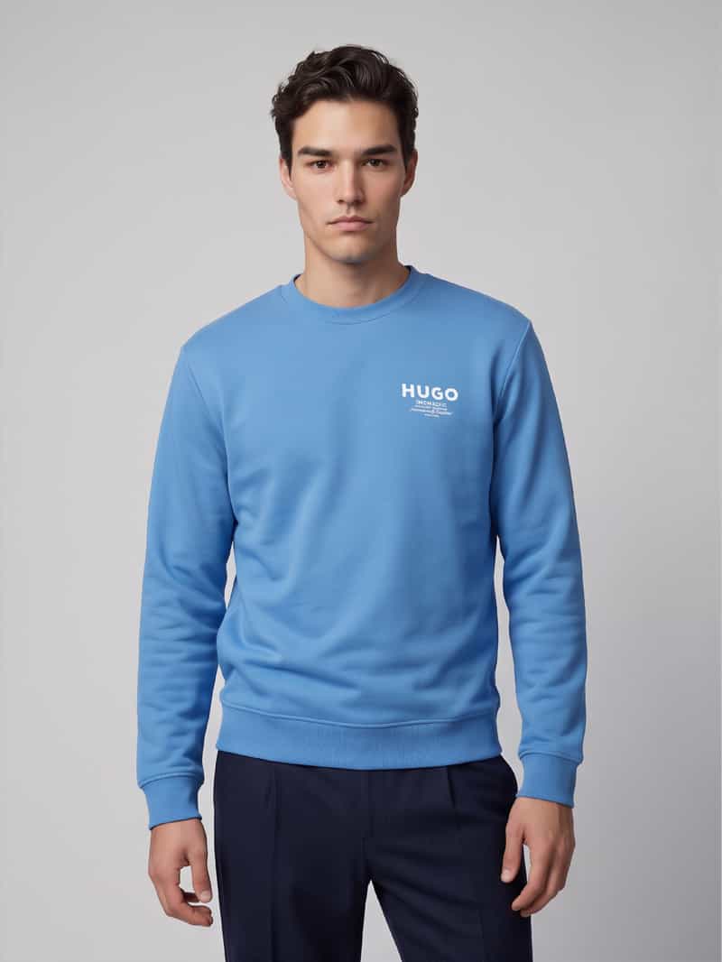 HUGO Blue Regular fit sweatshirt van puur katoen model 'Nespon'
