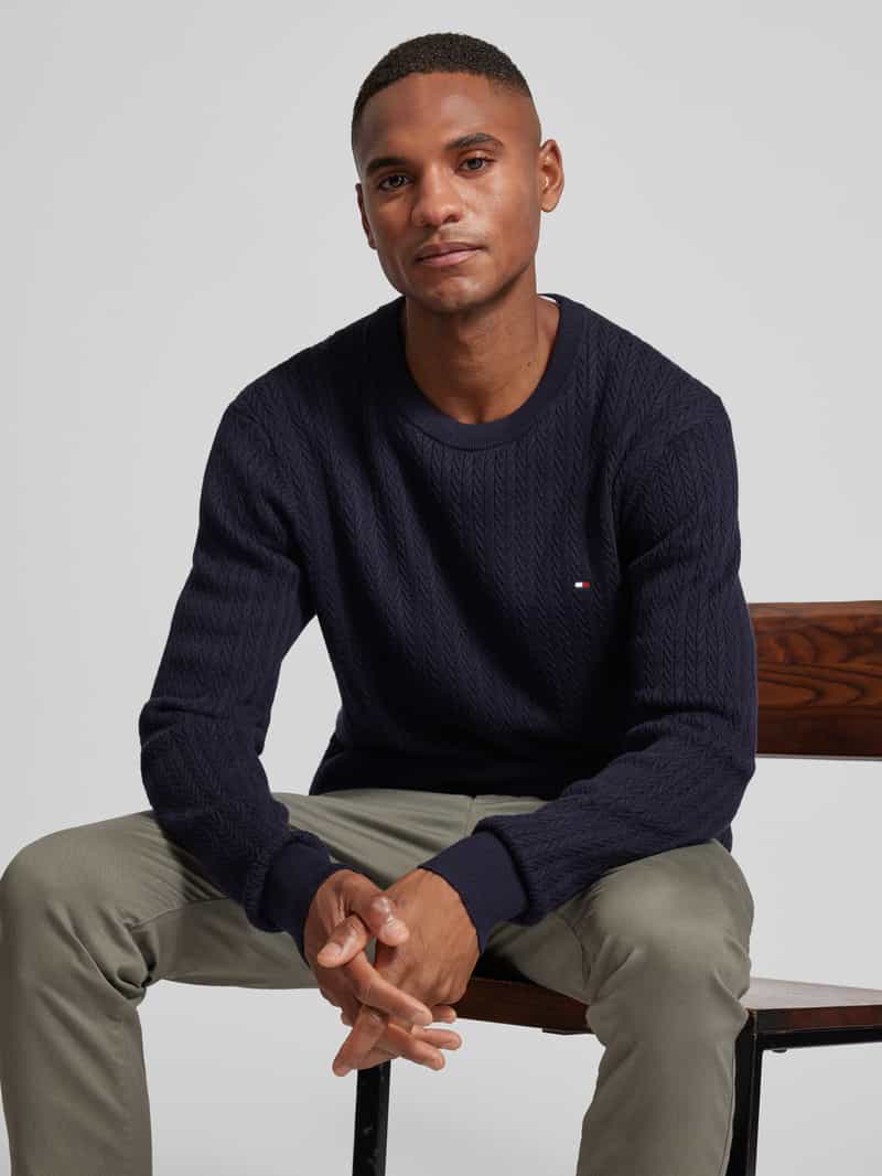 Tommy Hilfiger Slim fit gebreide pullover met visgraatstructuur
