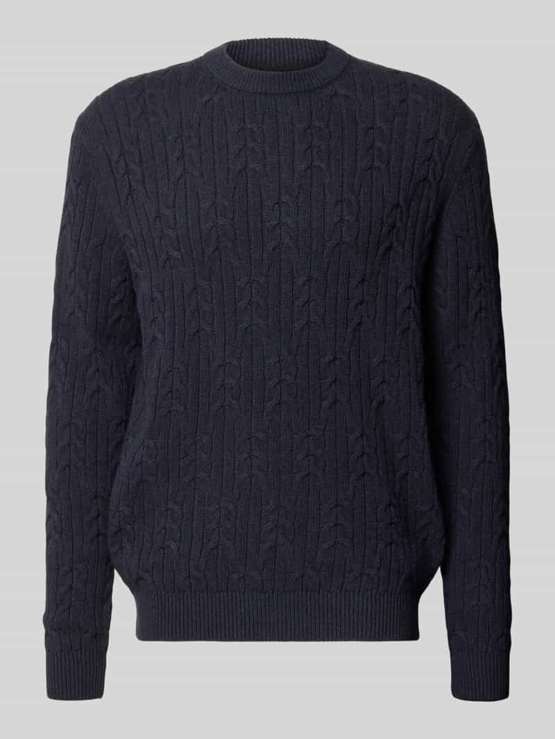 FYNCH-HATTON Gebreide pullover van mix van katoen en wol met kabelpatroon