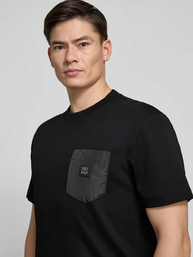 HUGO T-shirt met labelpatch