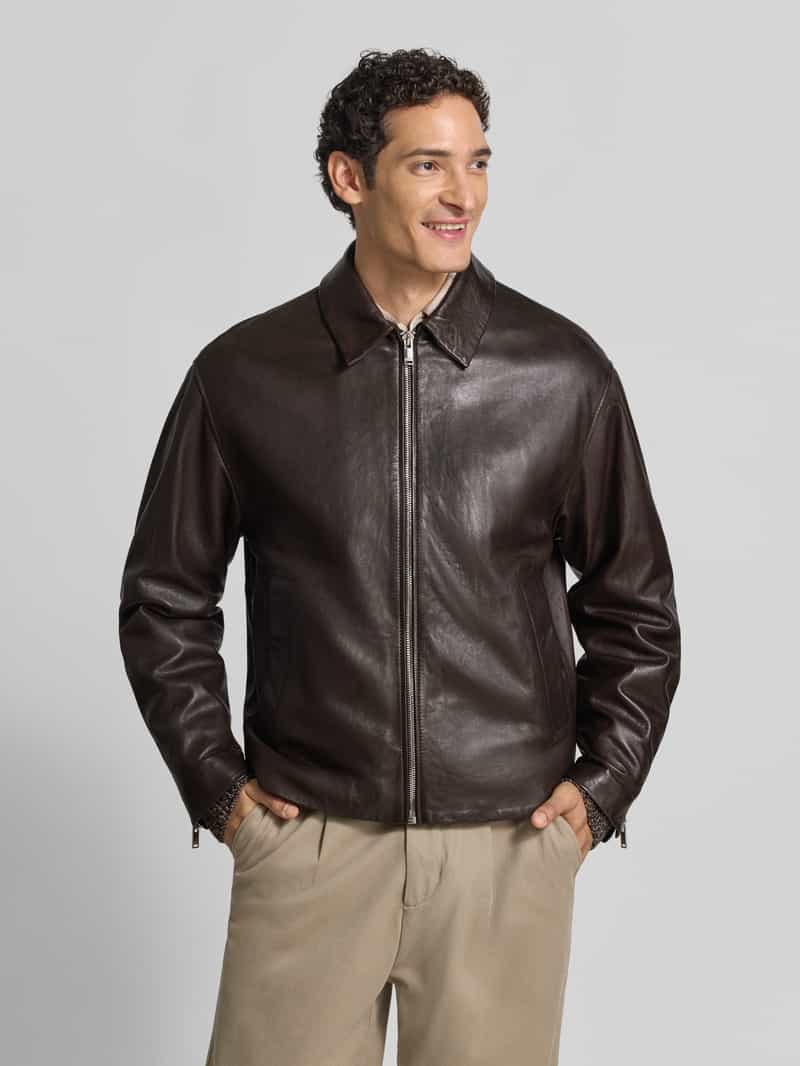 drykorn Regular fit jack in leerlook met platte kraag