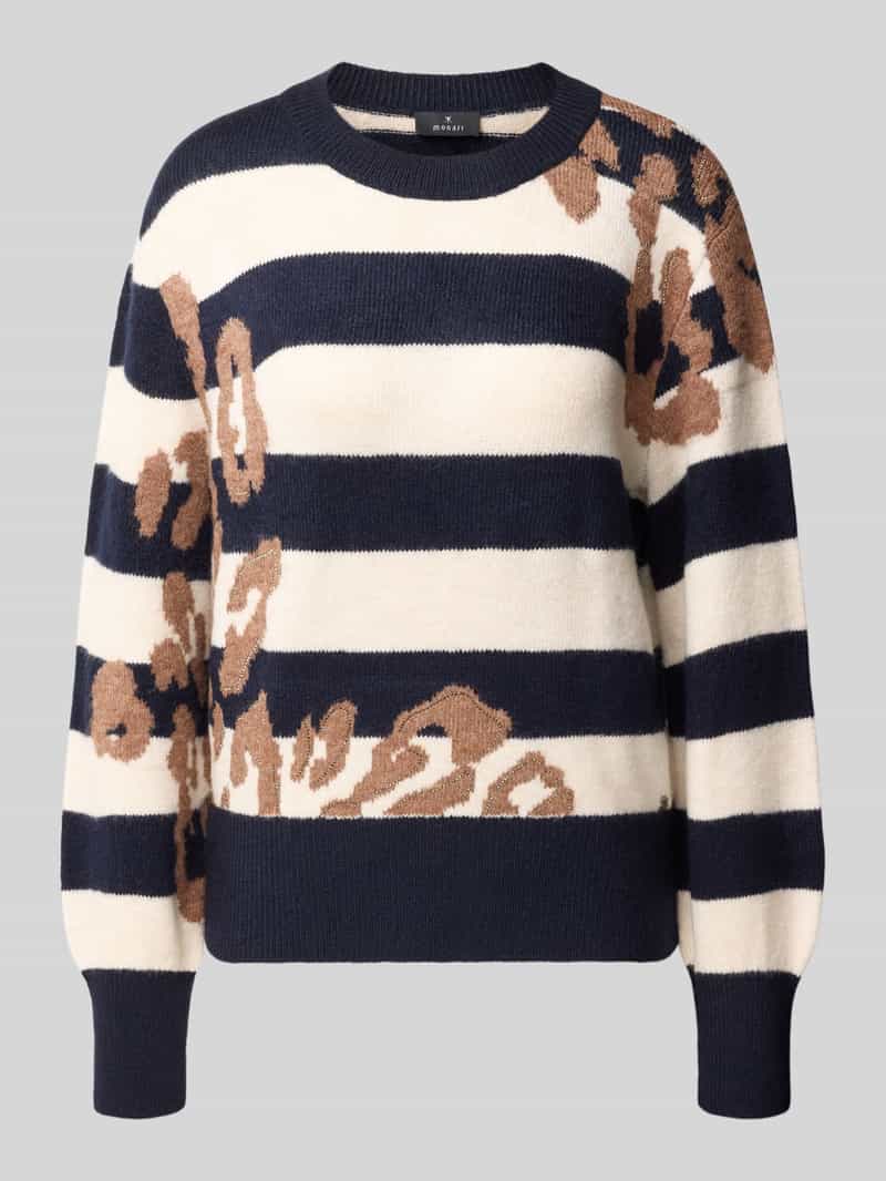 Monari Regular fit gebreide pullover van viscosemix met streepmotief