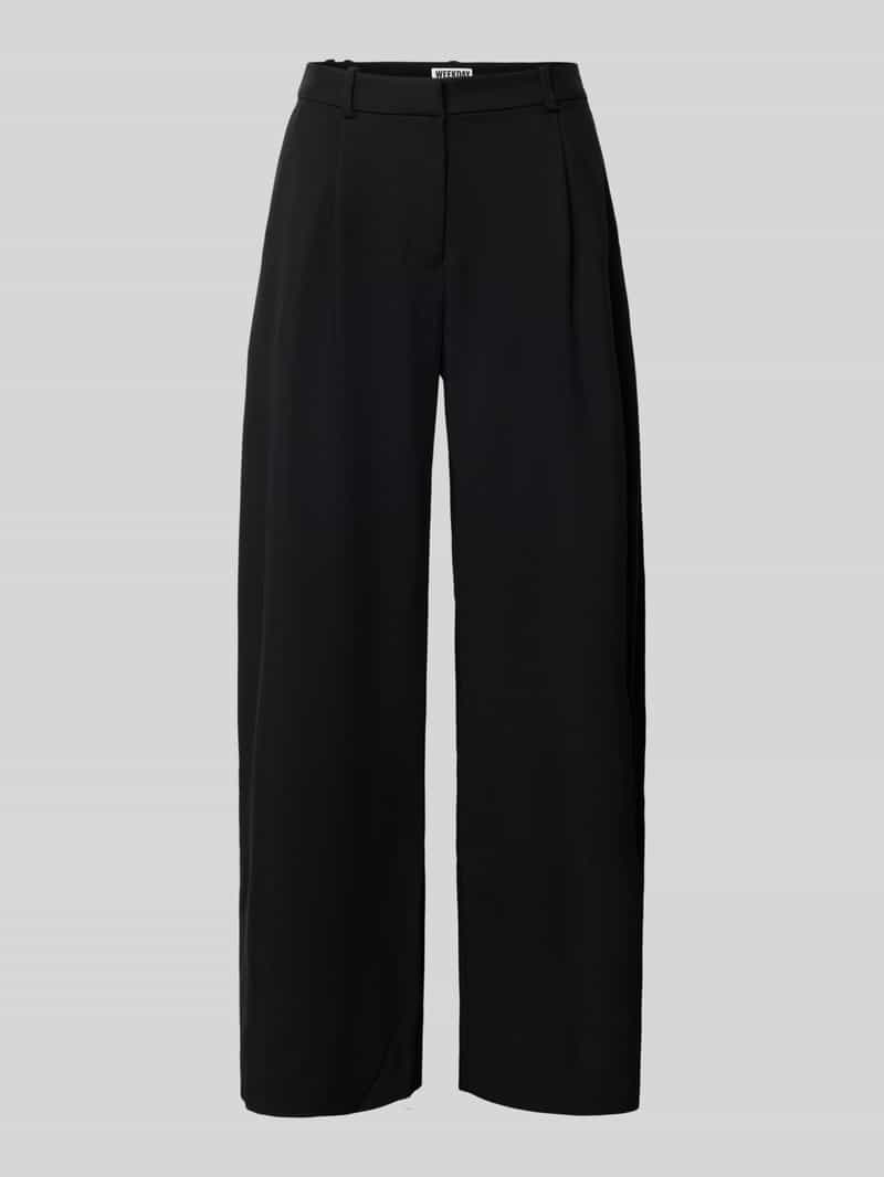 Weekday Wide leg bandplooibroek met riemlussen model 'Dara'
