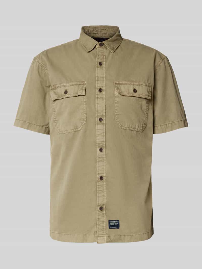 Superdry Regular fit vrijetijdsoverhemd met 1 2-mouwen model 'Military'