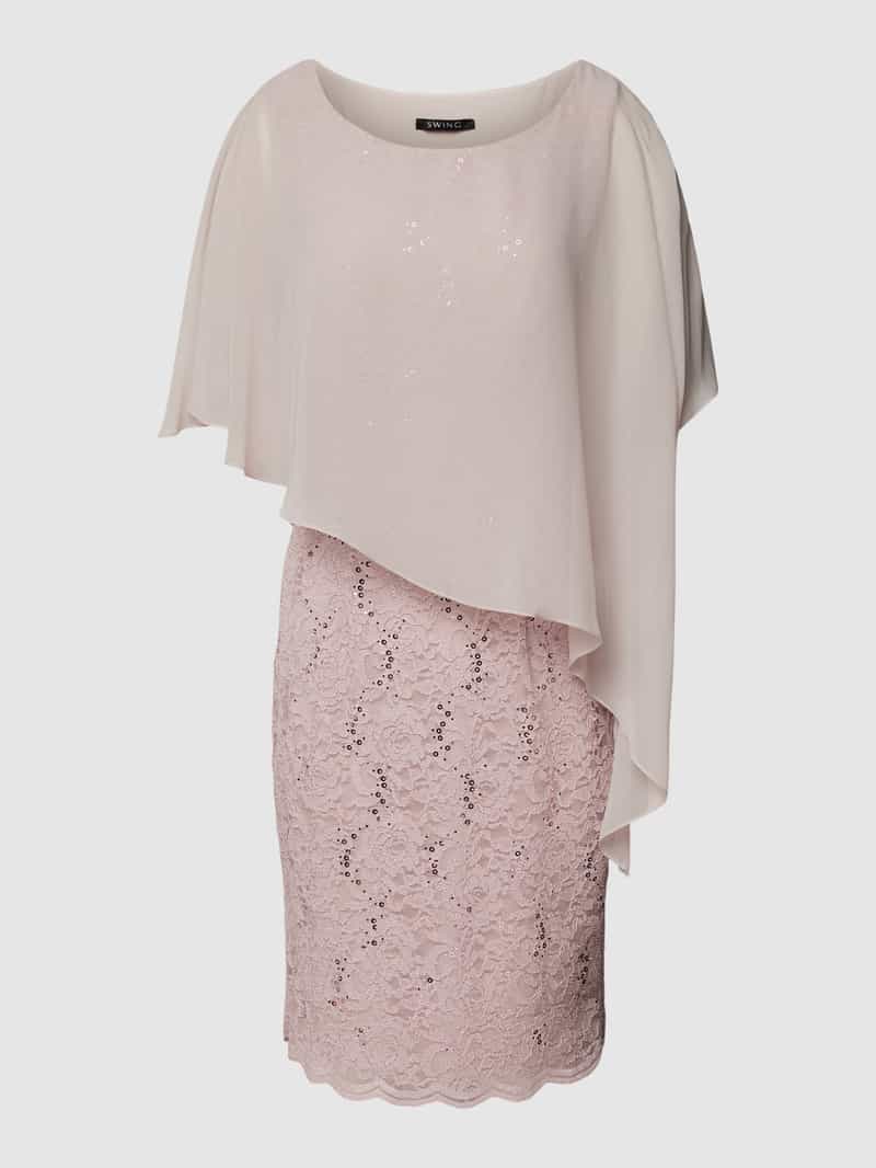 Knielange cocktailjurk in dubbele-laagjeslook Swing