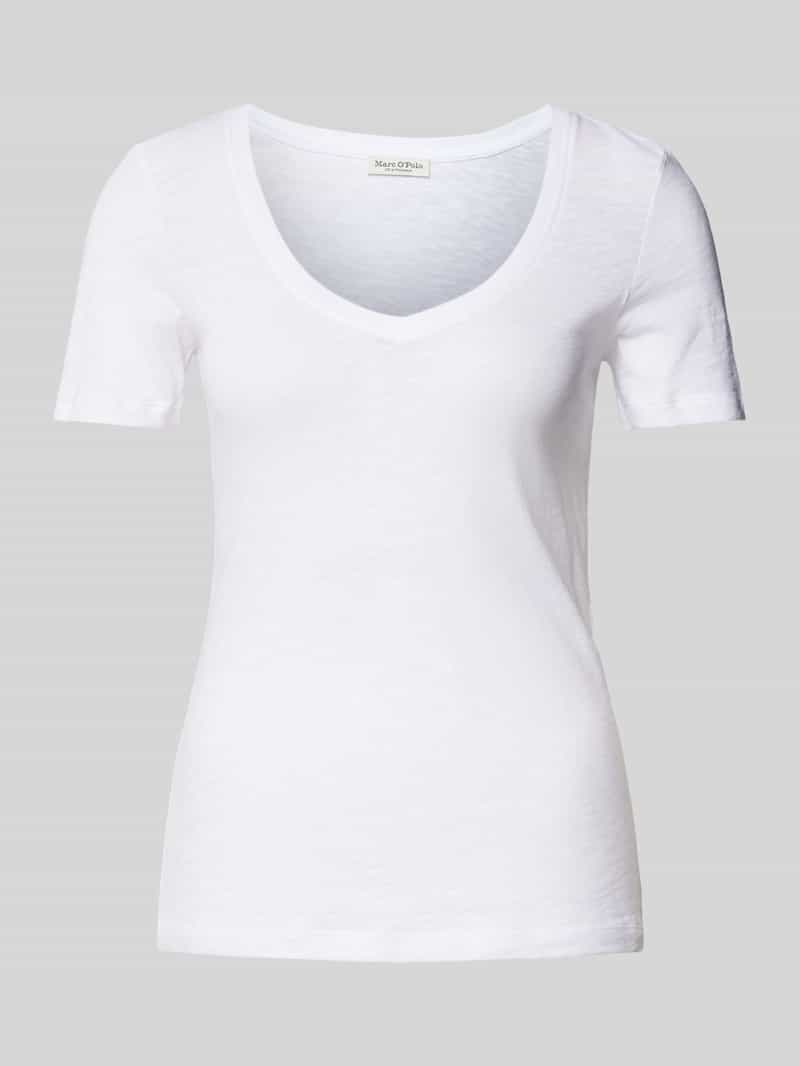 Marc O'Polo Slim fit T-shirt van puur katoen met V-hals