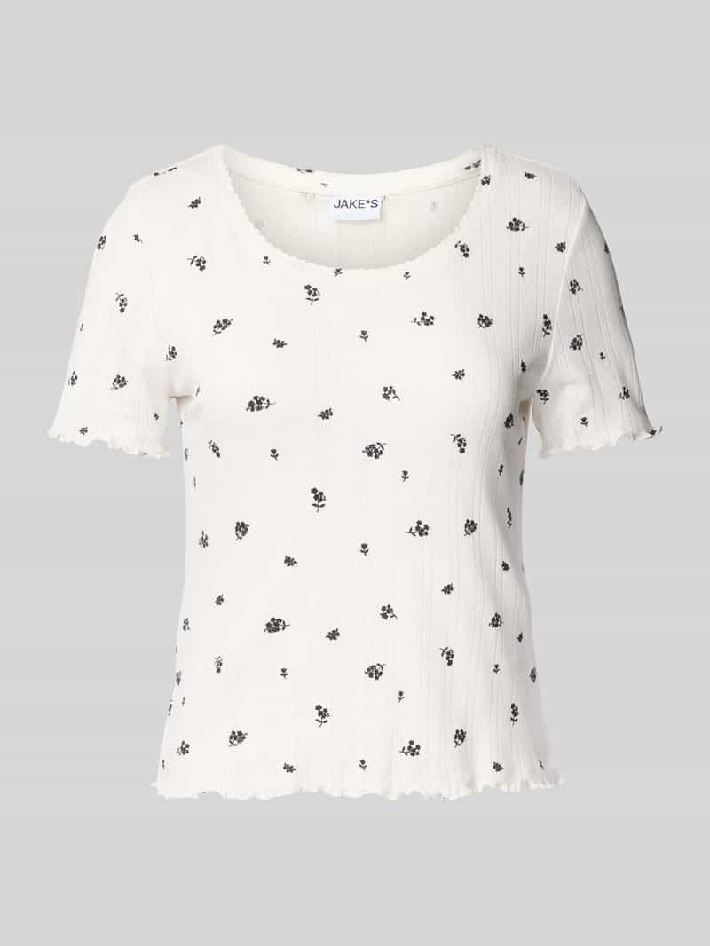 Jake*s Casual Pyjamabovendeel met ronde hals en golvende zoom