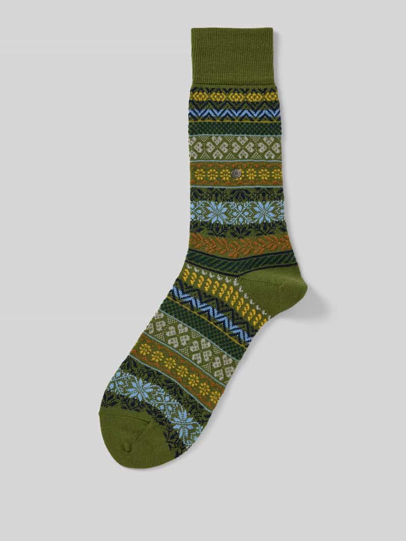 Burlington Sokken van scheerwolmix model 'Country Fair Isle'