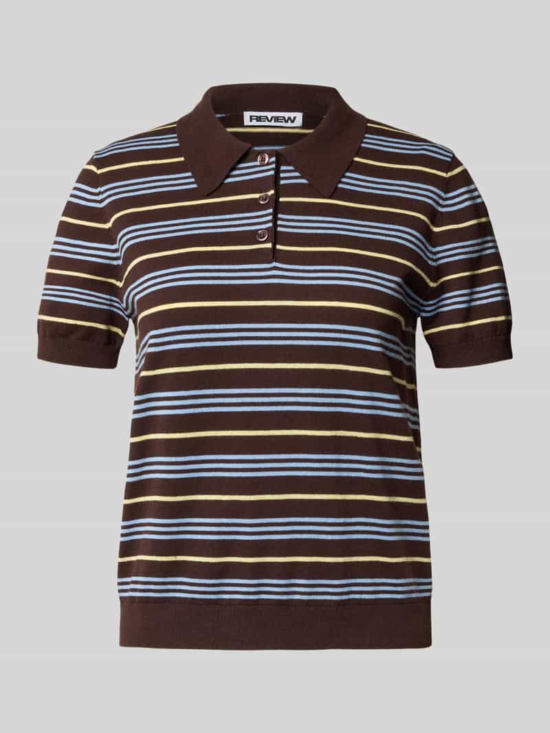 regular fit polo-gebreid shirt met streepmotief