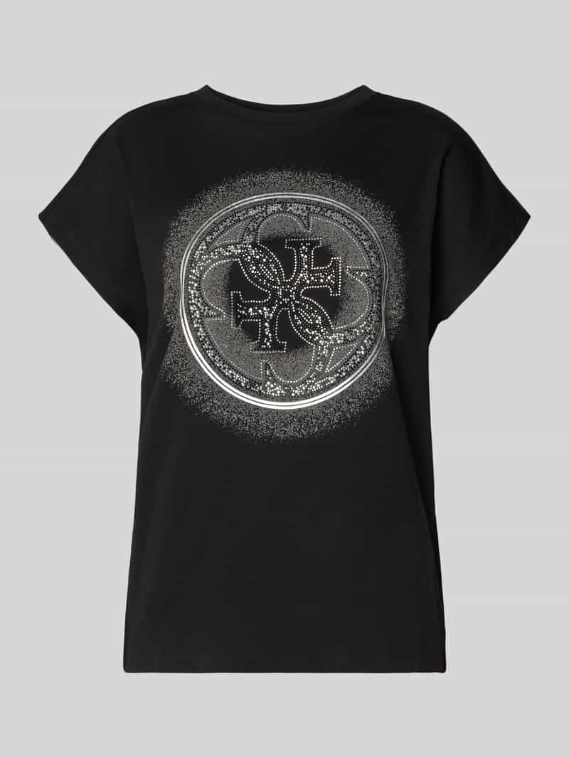 Guess T-shirt met siersteentjes en ronde hals