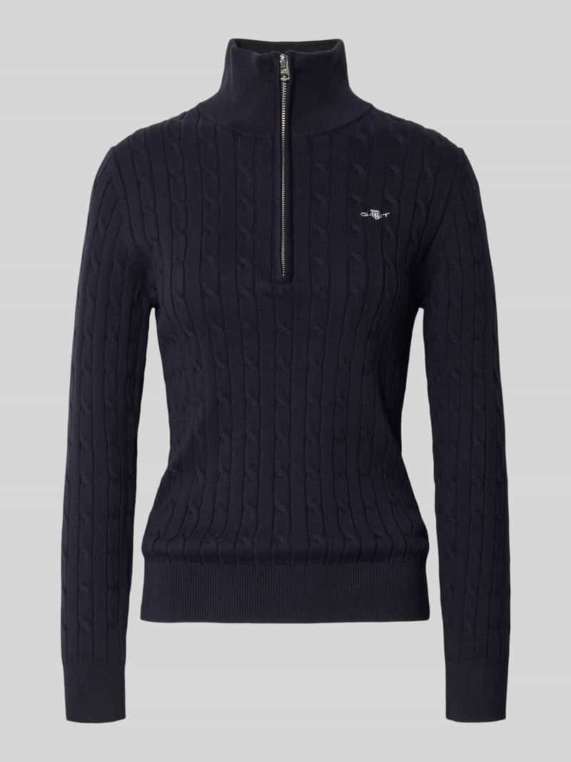 Gant Schipperstrui met logostitching en kabelpatroon