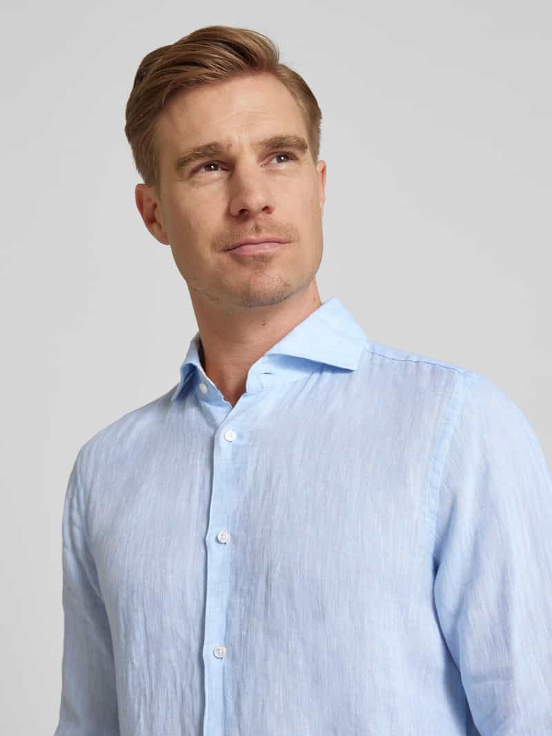 JOOP! Collection Slim fit zakelijk overhemd van linnen met haaikraag model 'Pai'