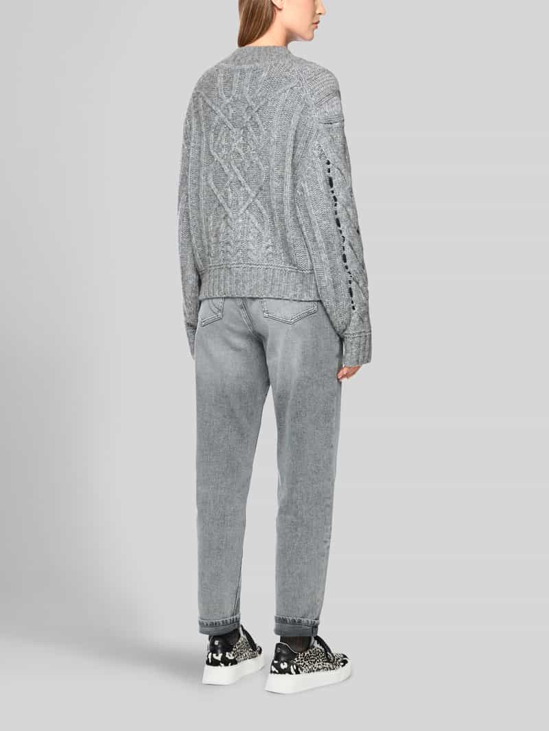 Marc Cain Pullover van mix van wol en alpaca met parelfranjes