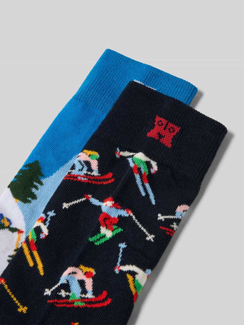 Happy Socks Sokken met labelprint in een set van 2 paar