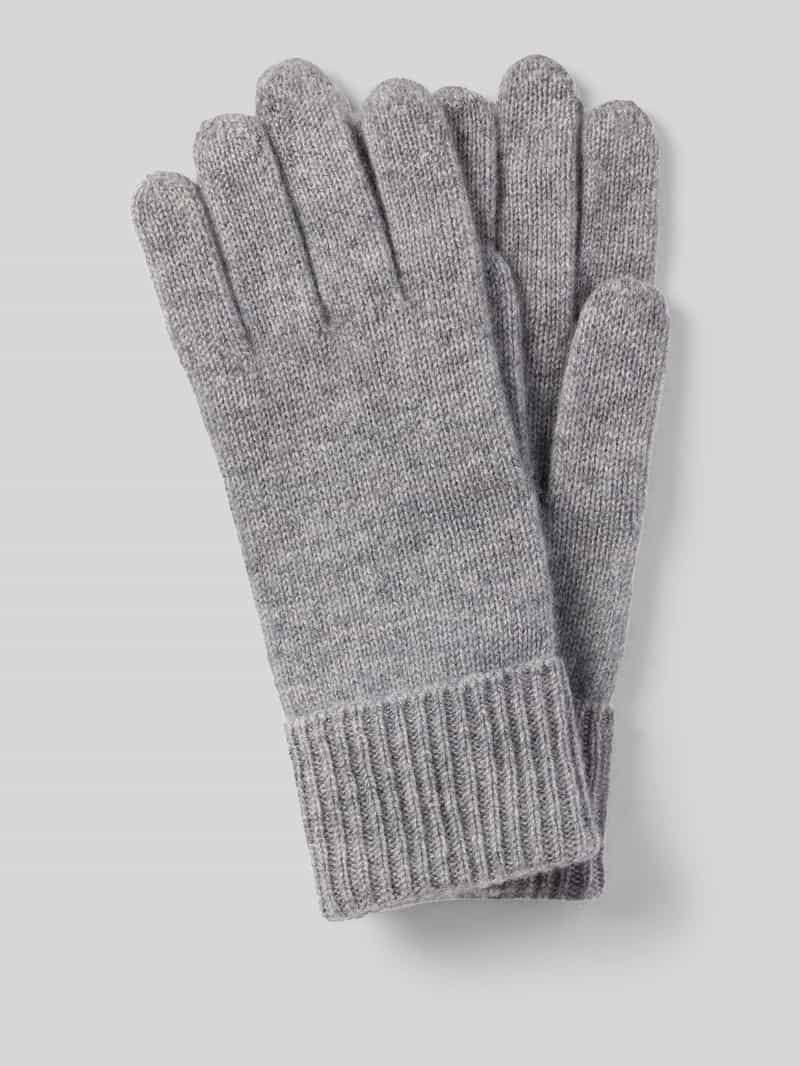 Handschoenen van puur kasjmier met geribde boorden