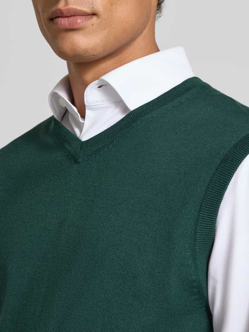 Christian Berg Men Gebreid shirt van een mix van merinowol met V-hals