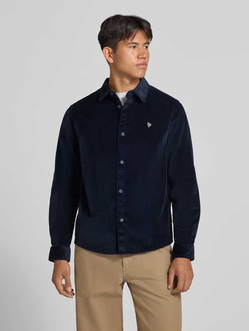 REVIEW Slim fit corduroy overhemd van katoenmix