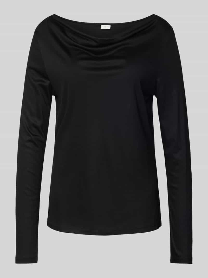 S.Oliver BLACK LABEL Regular fit shirt met lange mouwen van pure viscose met cascadehals