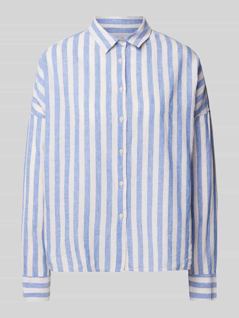 0039 italy Regular fit overhemdblouse van linnen met extra brede schouders