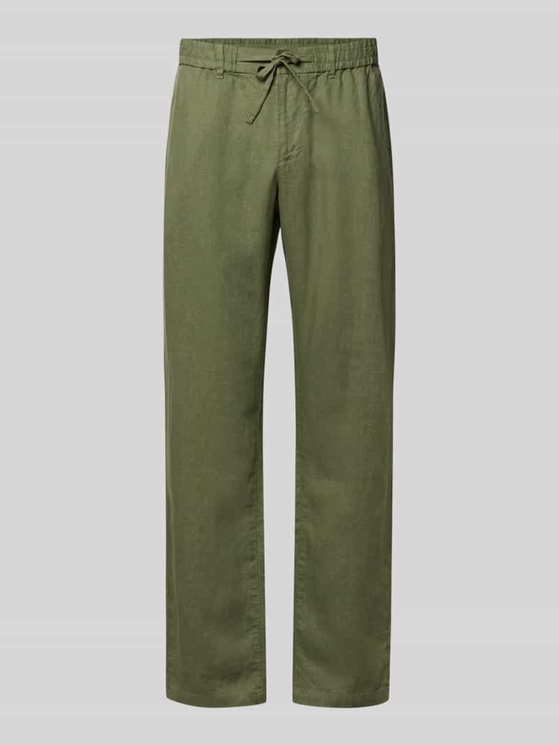 regular fit linnen broek met elastische band