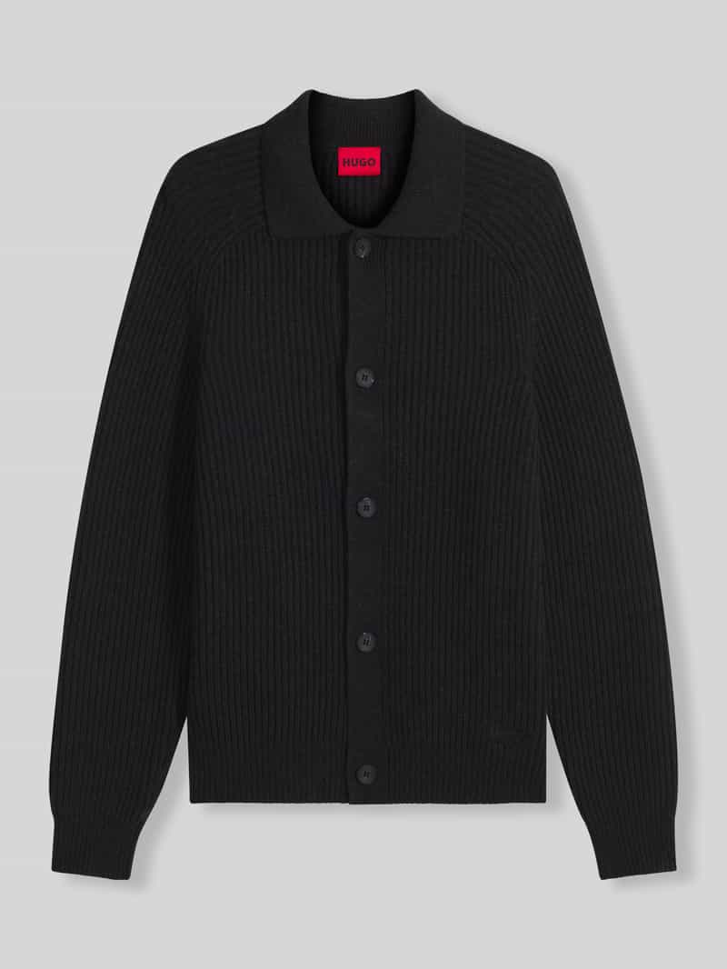 HUGO Regular fit gebreid jack van wolmix model 'Sardeep'