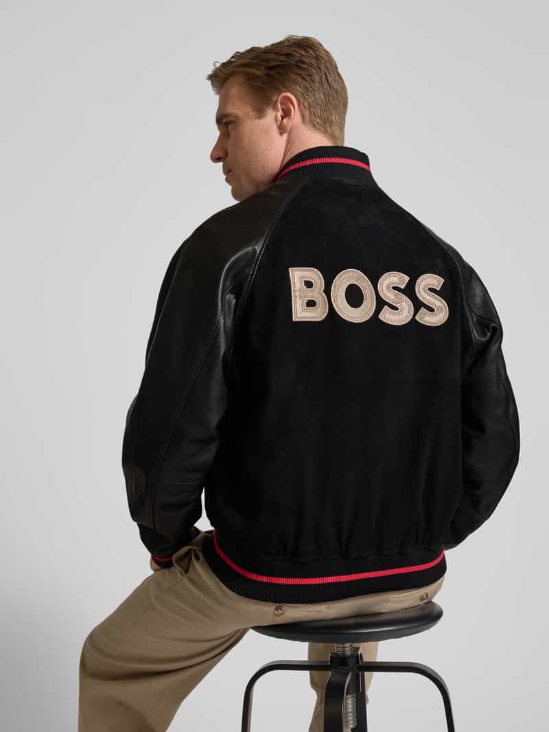 Boss Leren jack met ritssluiting model 'Menit'