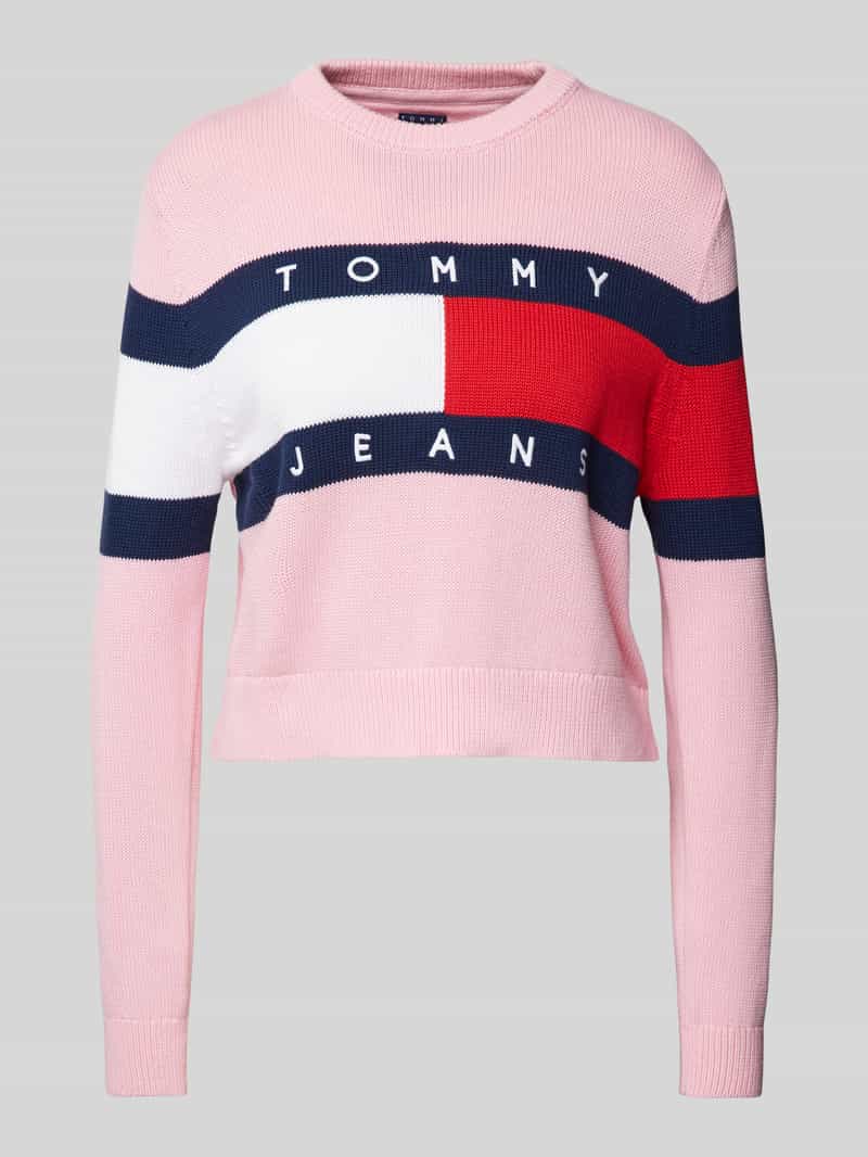 Tommy Jeans Gebreide pullover met logodetail model 'CENTER FLAG'