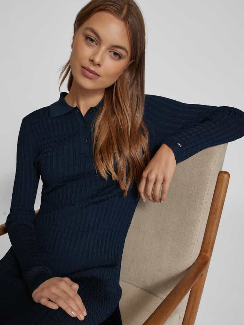 Tommy Hilfiger Polo-jurk met structuurmotief model 'RAYON CABLE'