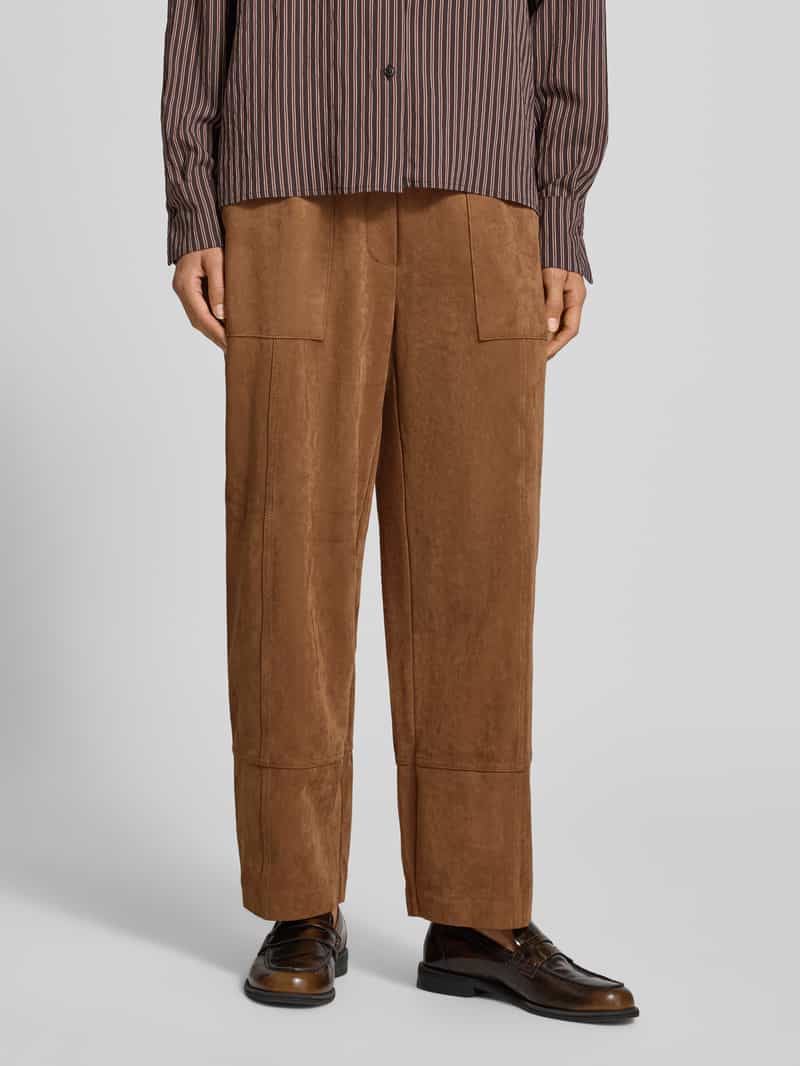 OPUS PANTS barrel fit kunstleer broek met elastische band model 'Metta Cargo'